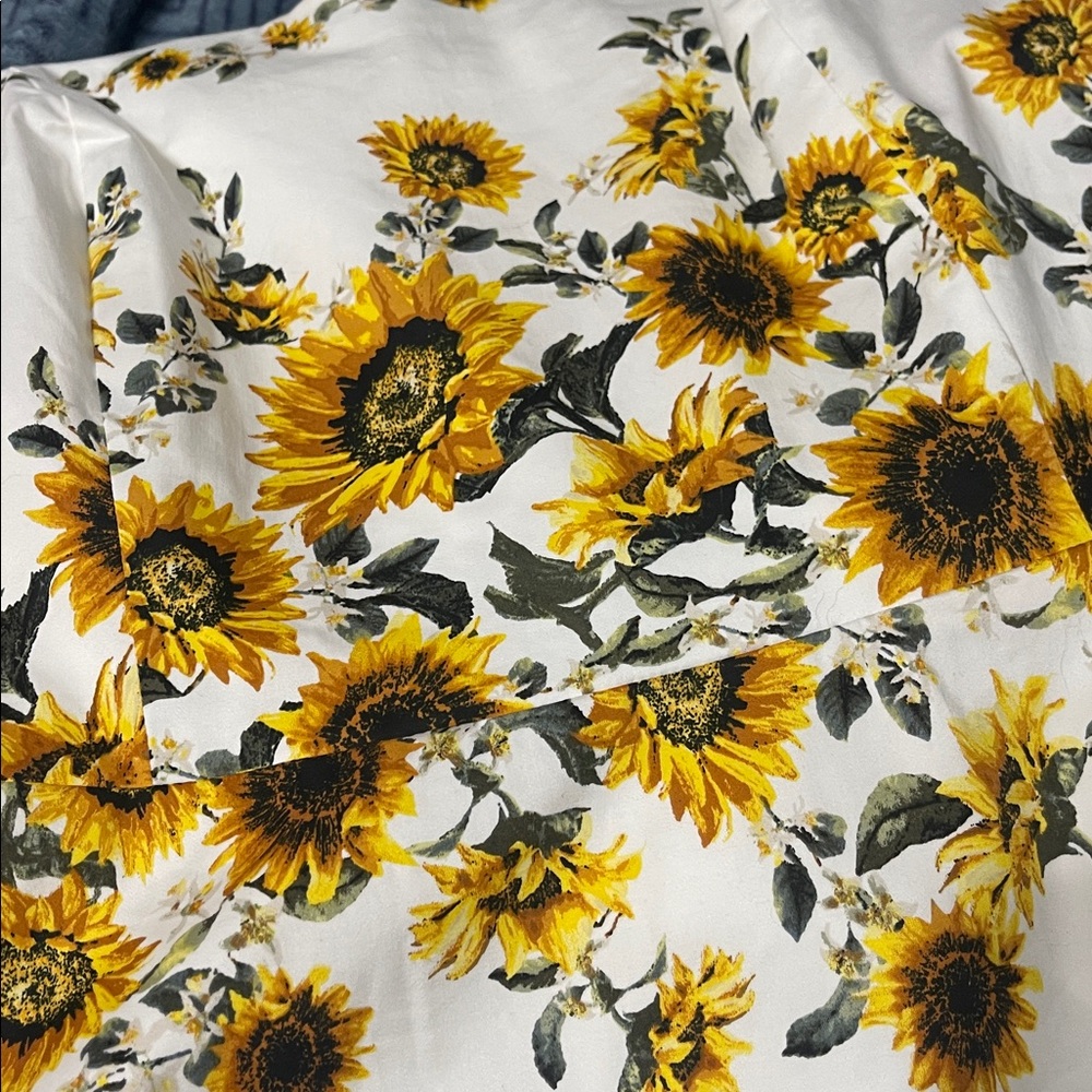 NWT White House Black Market Sunflower Print Strapless Top - Picture 4 of 11